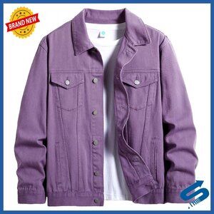 Men's Slim Fit Denim Jacket Vintage Style with Multiple Pockets